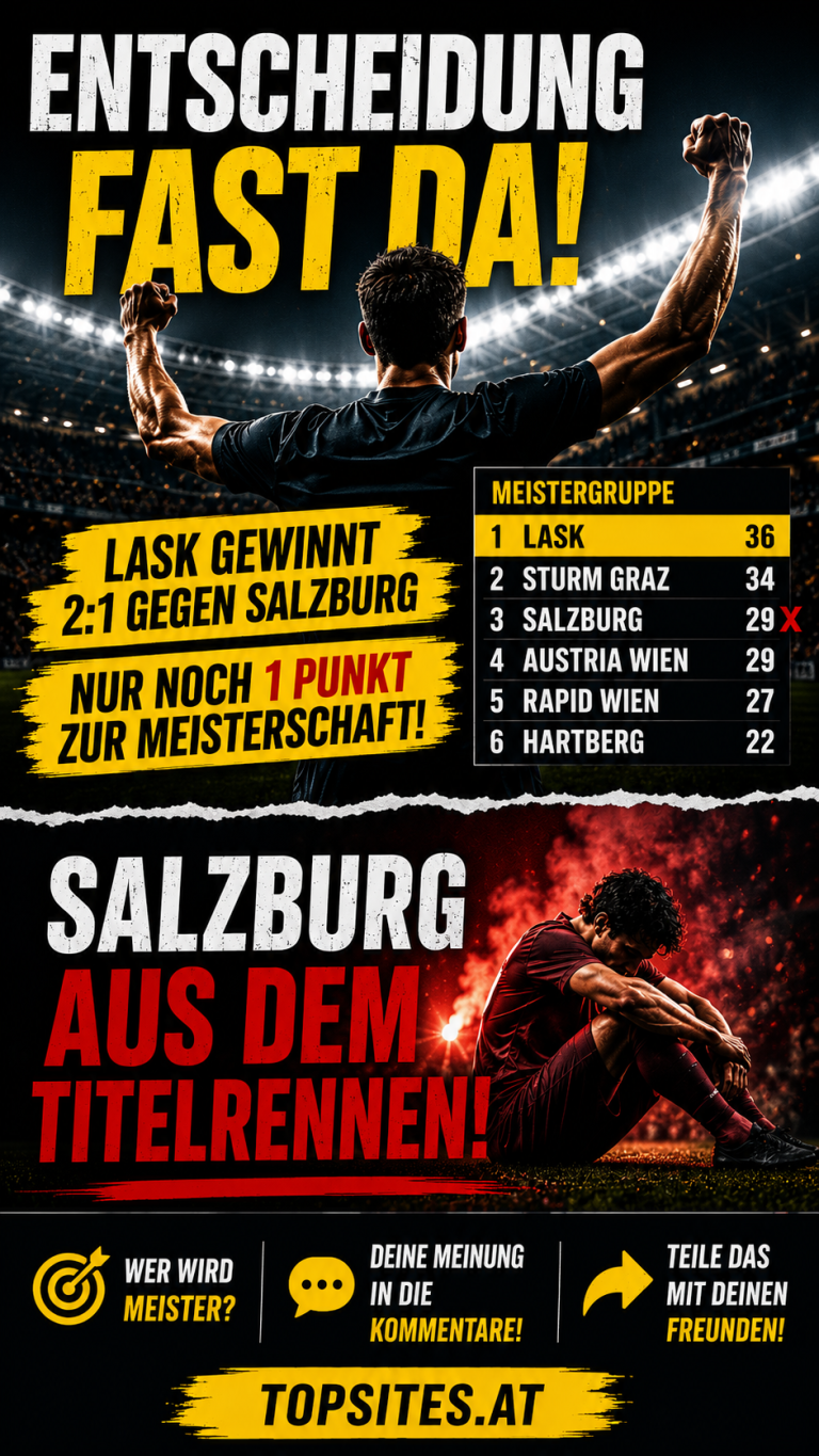 LASK vor dem Titel: Ein Punkt fehlt – Salzburg raus, Finale spitzt sich dramatisch zu