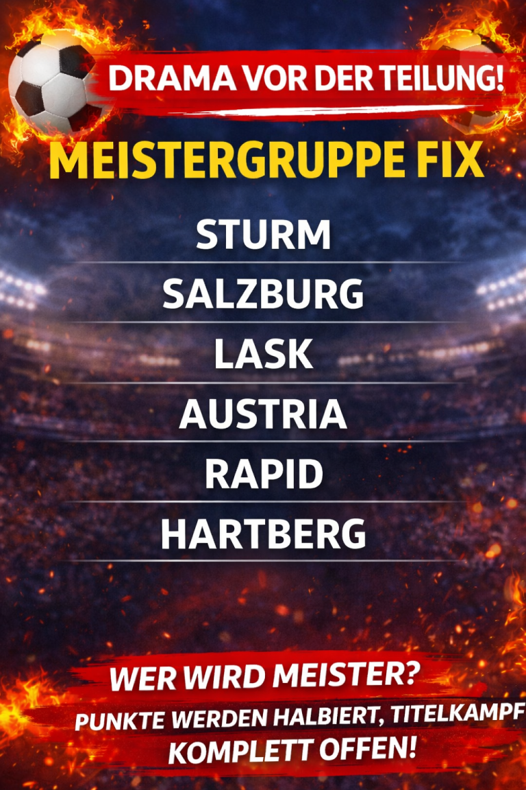 Drama vor der Teilung: Sturm führt – Salzburg stolpert, Titelkampf völlig offen