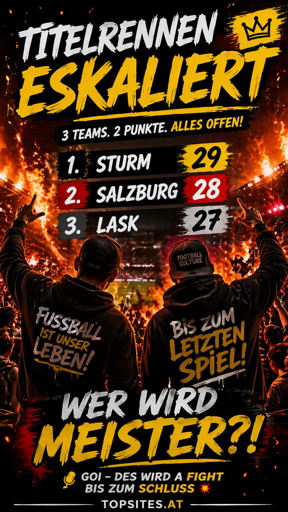 Österreichische Bundesliga: Titelrennen spitzt sich zu – Analyse der Tabelle und Vorschau auf die entscheidende Runde