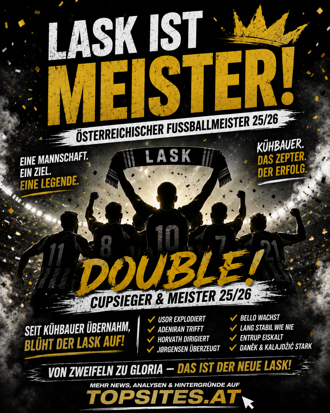 LASK ist Meister 2025/26: Wie Kühbauer aus Zweifeln ein Double machte